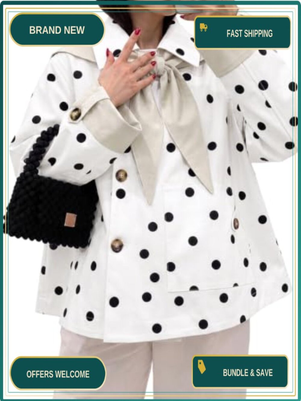 Cropped Trench Coat Single Breasted Cape Jacket Detachable Scarf Lightweight